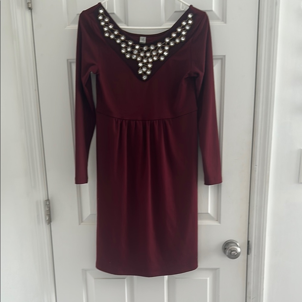 Lilac Clothing Red Long Sleeve V-Neck Cocktail Dress